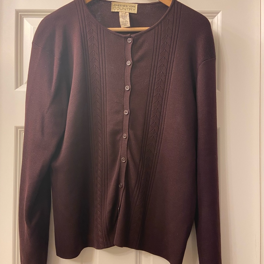 Jones New York Country Burgundy Cadrigan